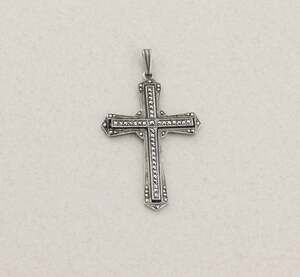 Pendant Only Sterling Silver Marcasite Cross Pendant 2" x 1 1/8"